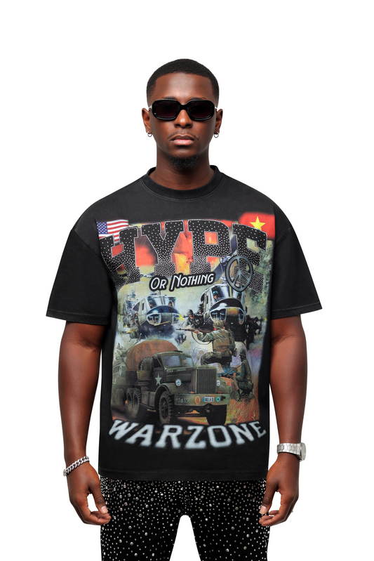 T-shirt noir "warzone" oversize