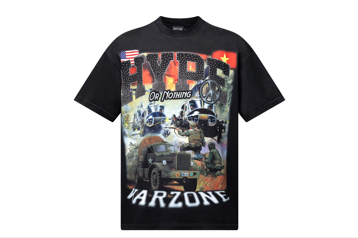 T-shirt noir "warzone" oversize